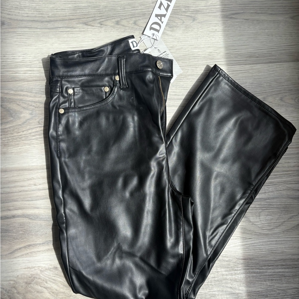 Dazy Women's Sleek Black Leather Pants
